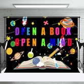 Lofaris Black Space Book Planet Star World Day Backdrop